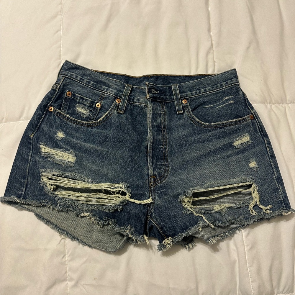 Levi's Blue Distressed Women’s Jean Shorts